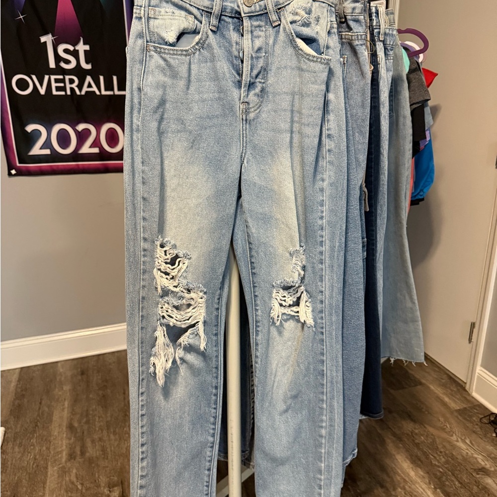 Blue Flare Wide Leg Jeans with Classic Indigo Wash